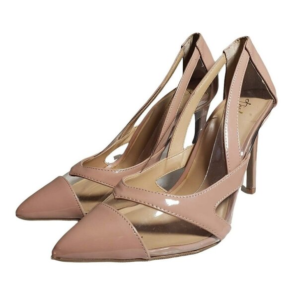 Thalia Sodi Womens Nessy  Nude Pointed Toe Clear Slip On Pumps High Heels Sz 9.5 - Picture 1 of 12